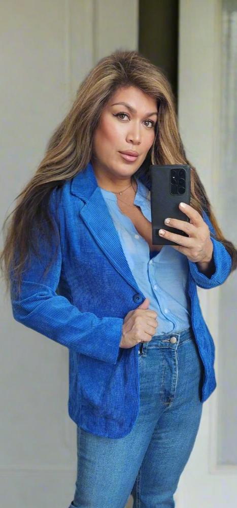 Barcelona electric blue corduroy blazer