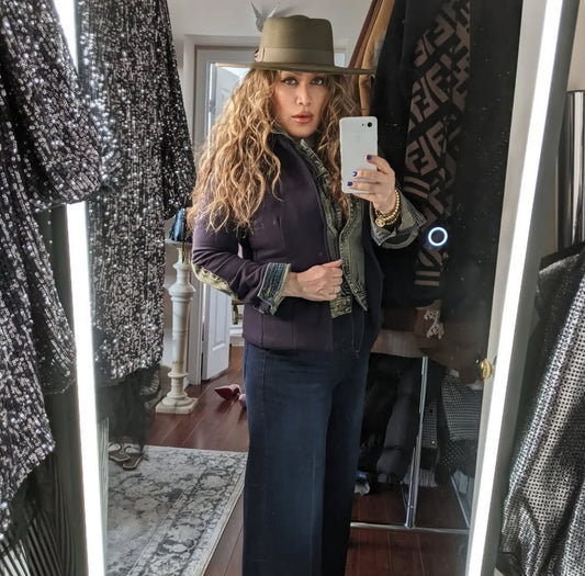 Ready to wear Navy Blazer /w demin patches on elbows