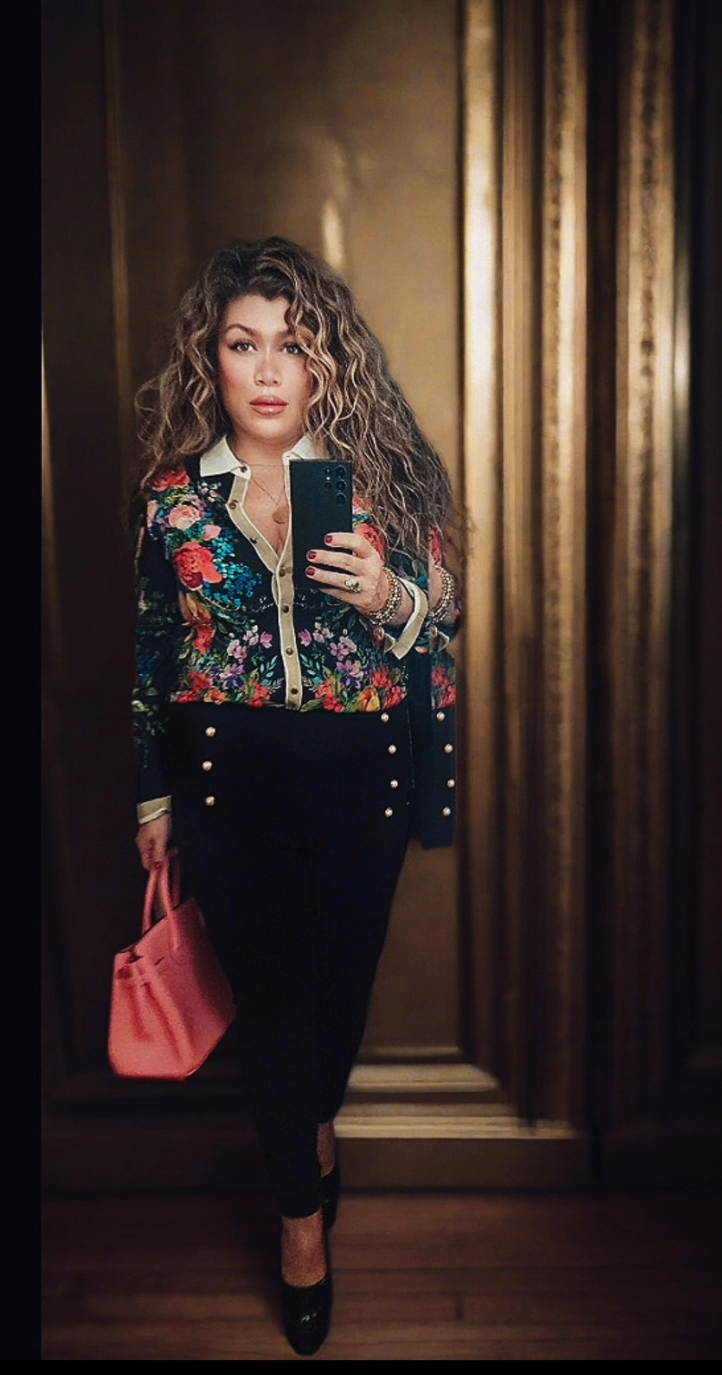 Boho black multi Floral shirt