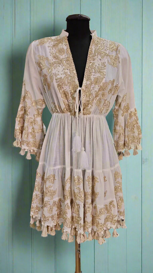 Amalfi antique gold embroidered boho dress