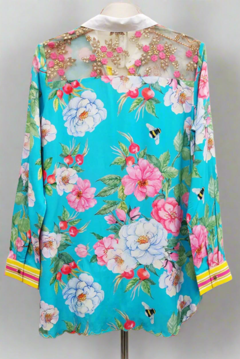 Ready to wear Aqua white rose set