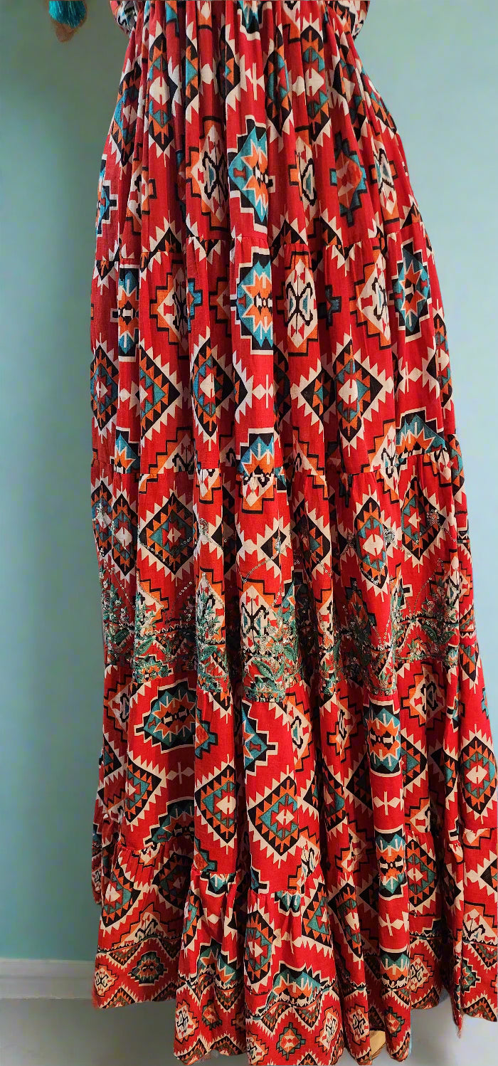 Amalfi red spaghetti strap maxi dress
