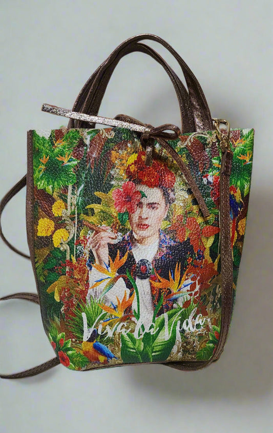 Bag metallic bronze Frieda Mini tote with crossbody