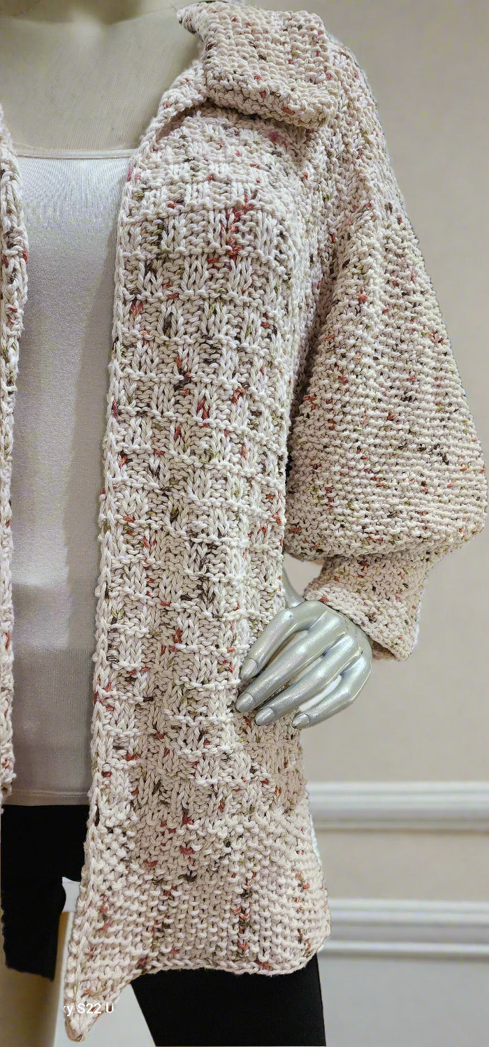 Sweater cotton biege sqaure print