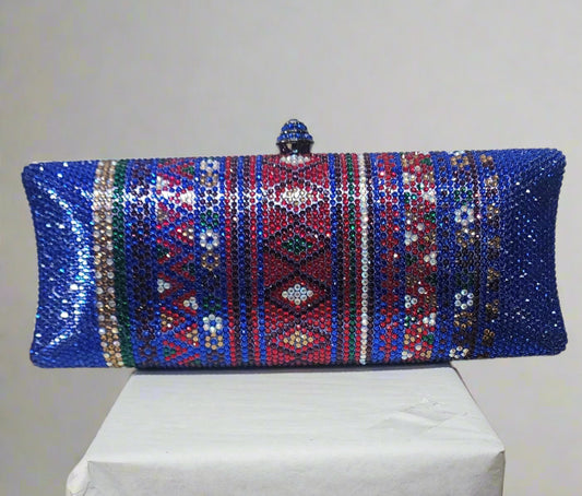 Bag evening bag clutch  Blue crystal
