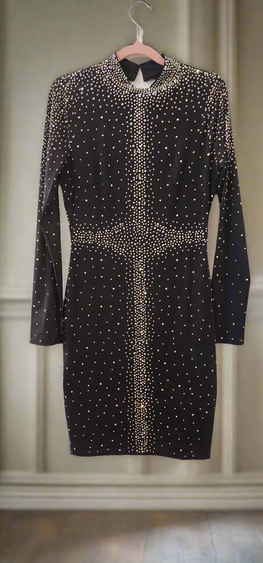 Dress Crystal embellished black body con