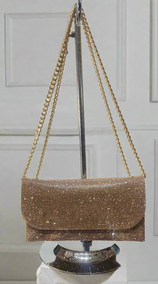 Bag evening gold crystal clutch