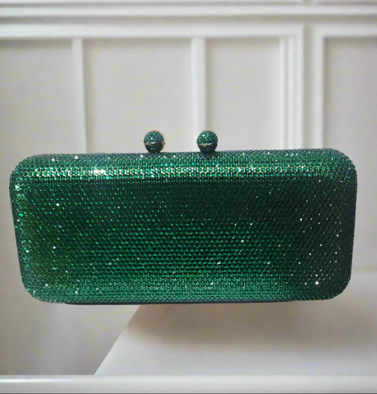 Bag  Evening green crystal clutch
