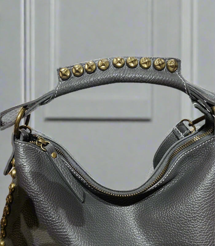 Bag  Italian leather medium grey hobo bag