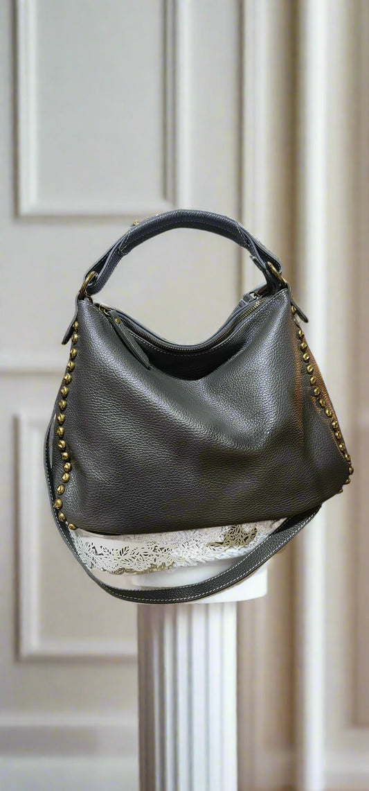 Bag  Italian leather medium grey hobo bag