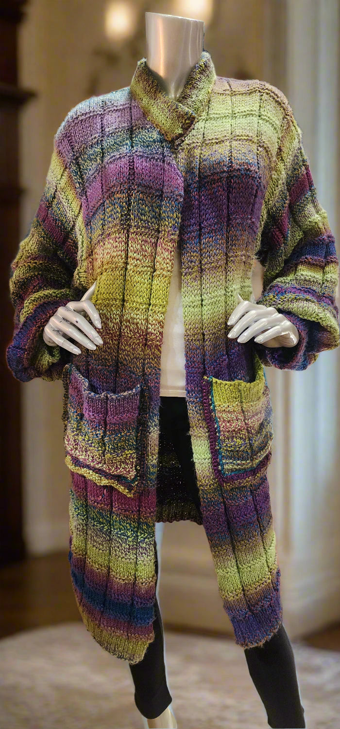 Sweater multi color full sleeve knit coat