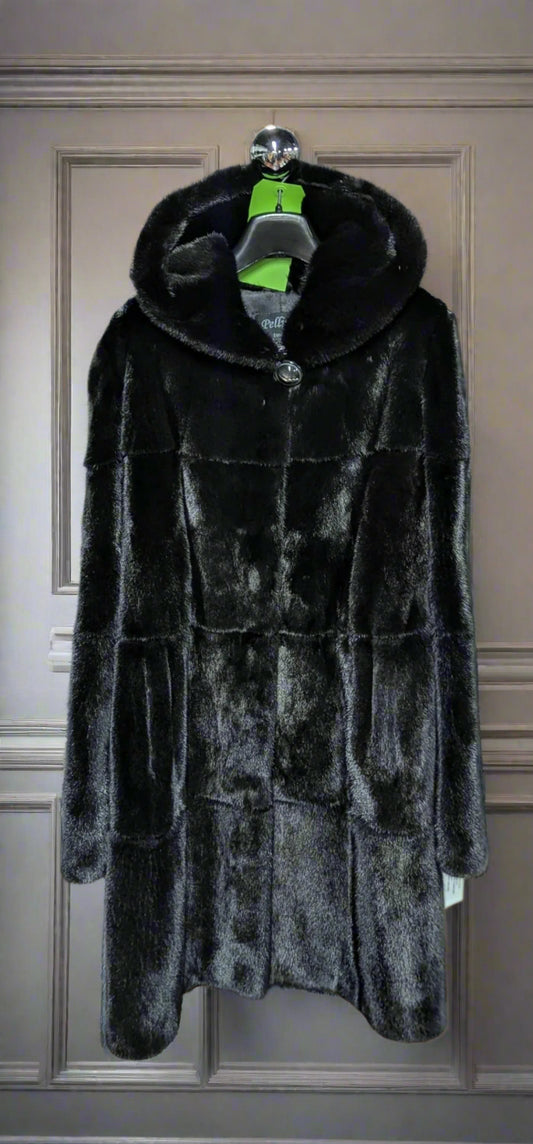 Luxury Black Beauty mink coat with Hood