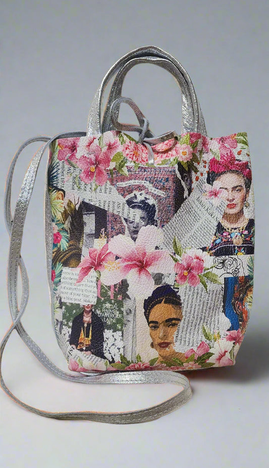 Bag metallic sliver Frieda mini tote crossbody