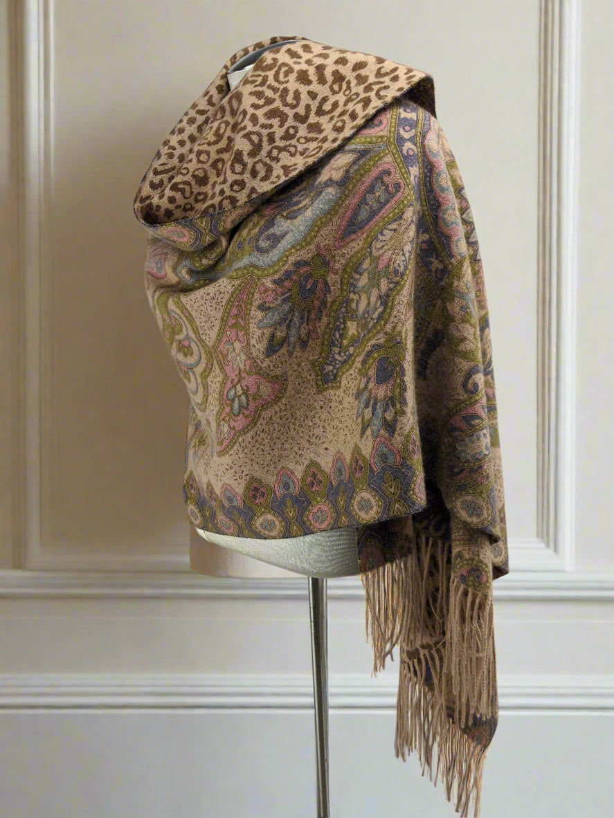 Beige and purple paisley