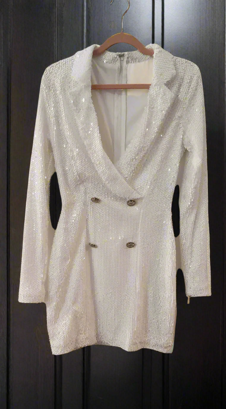 Dress white tuxedo style sequence