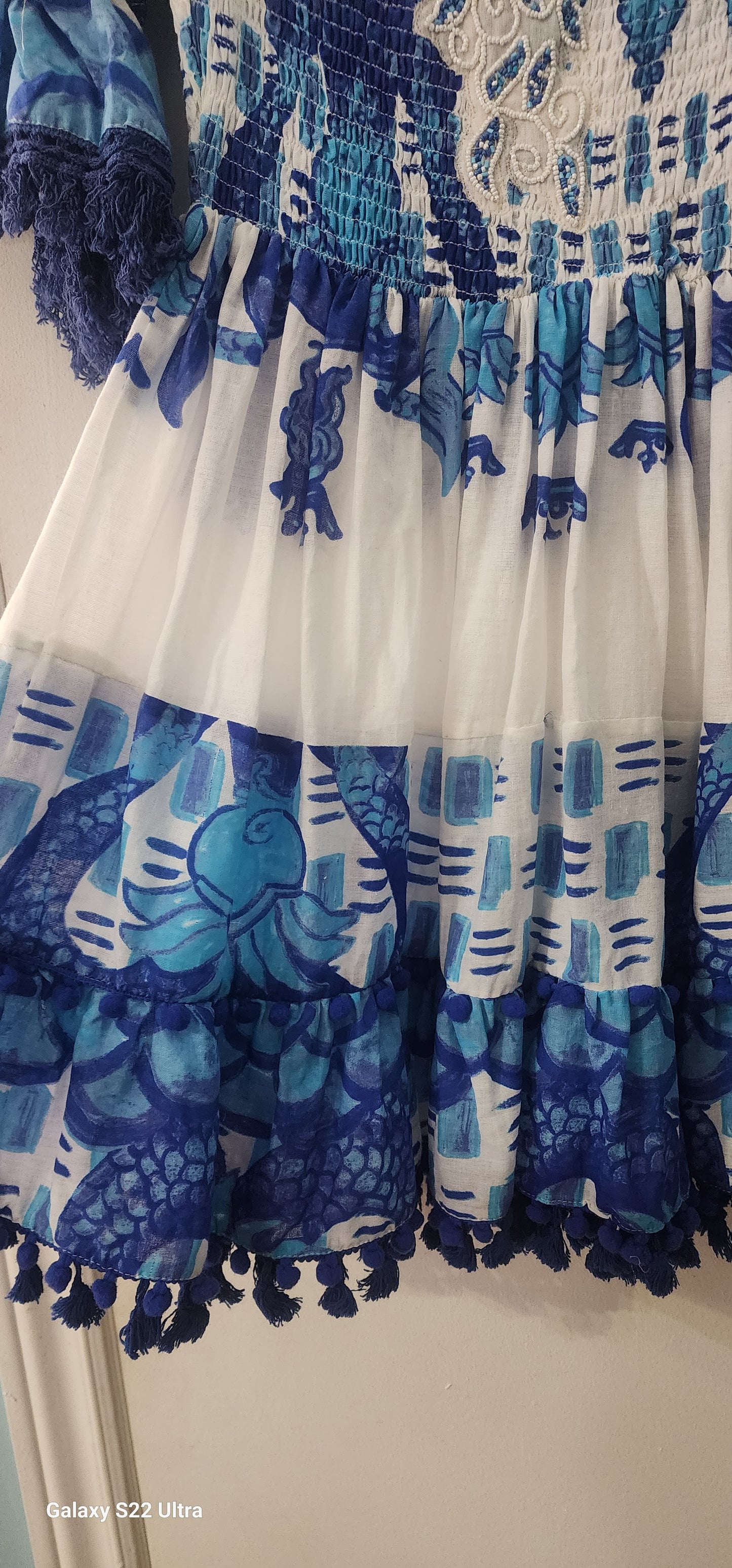 Amalfi Blue and white mermaids flare dress