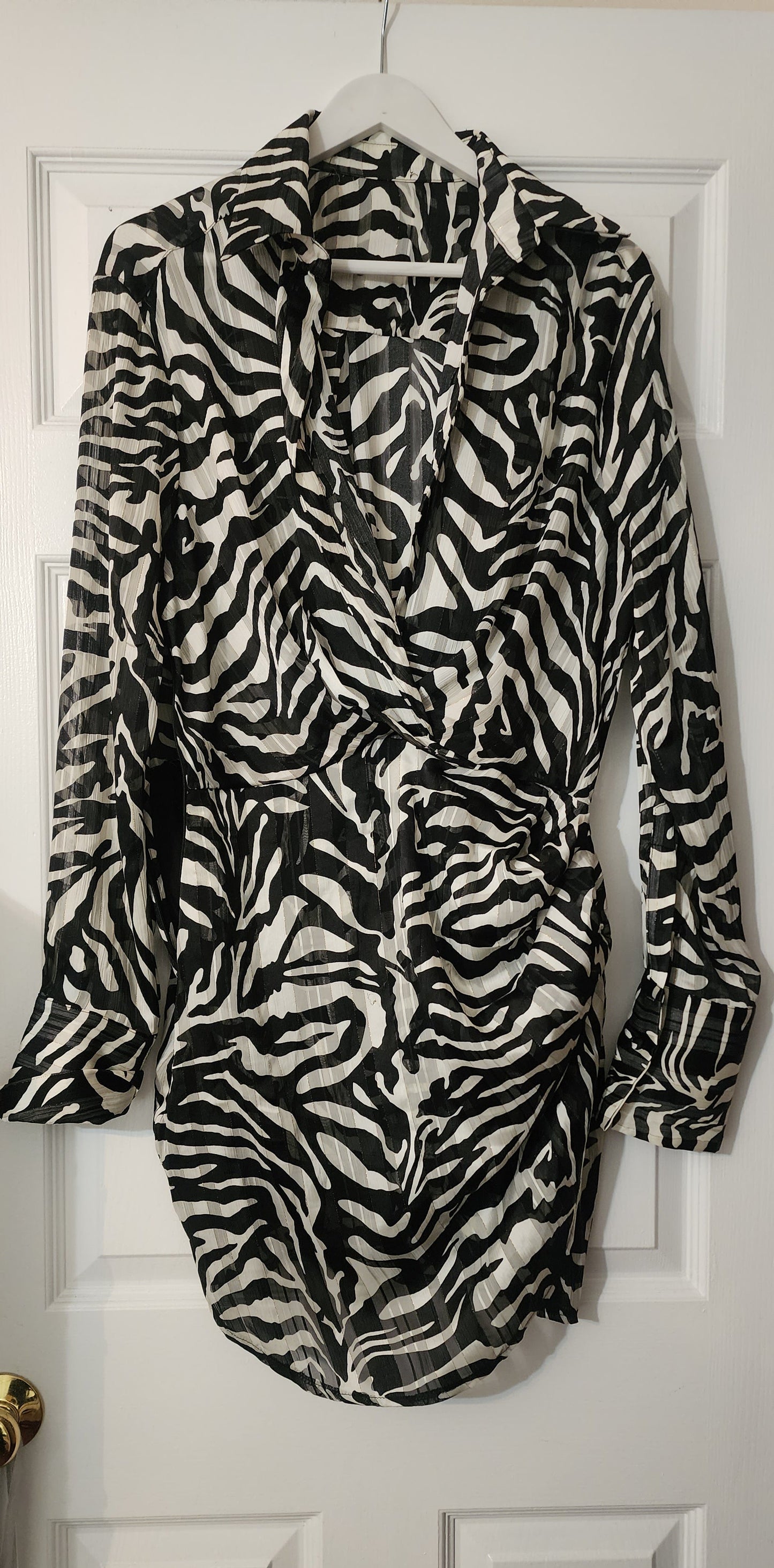 One-of-a-kind  zebra mini shirt dress