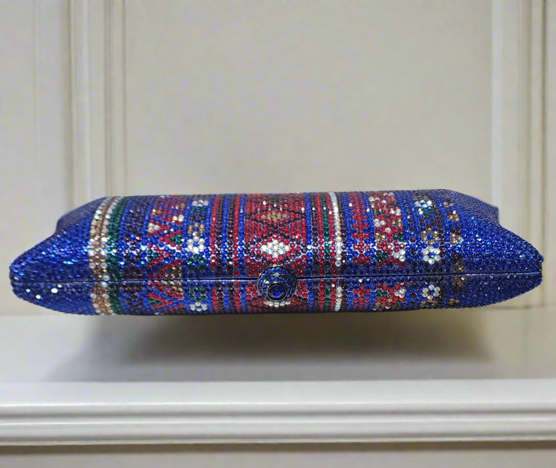 Bag evening bag clutch  Blue crystal