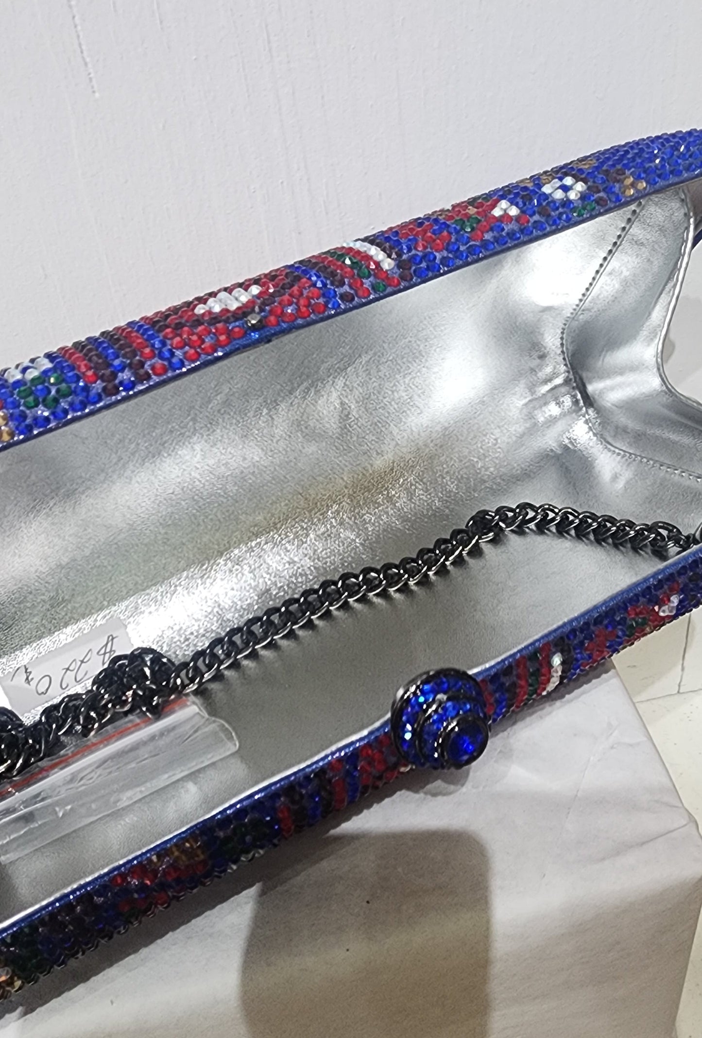 Bag evening bag clutch  Blue crystal