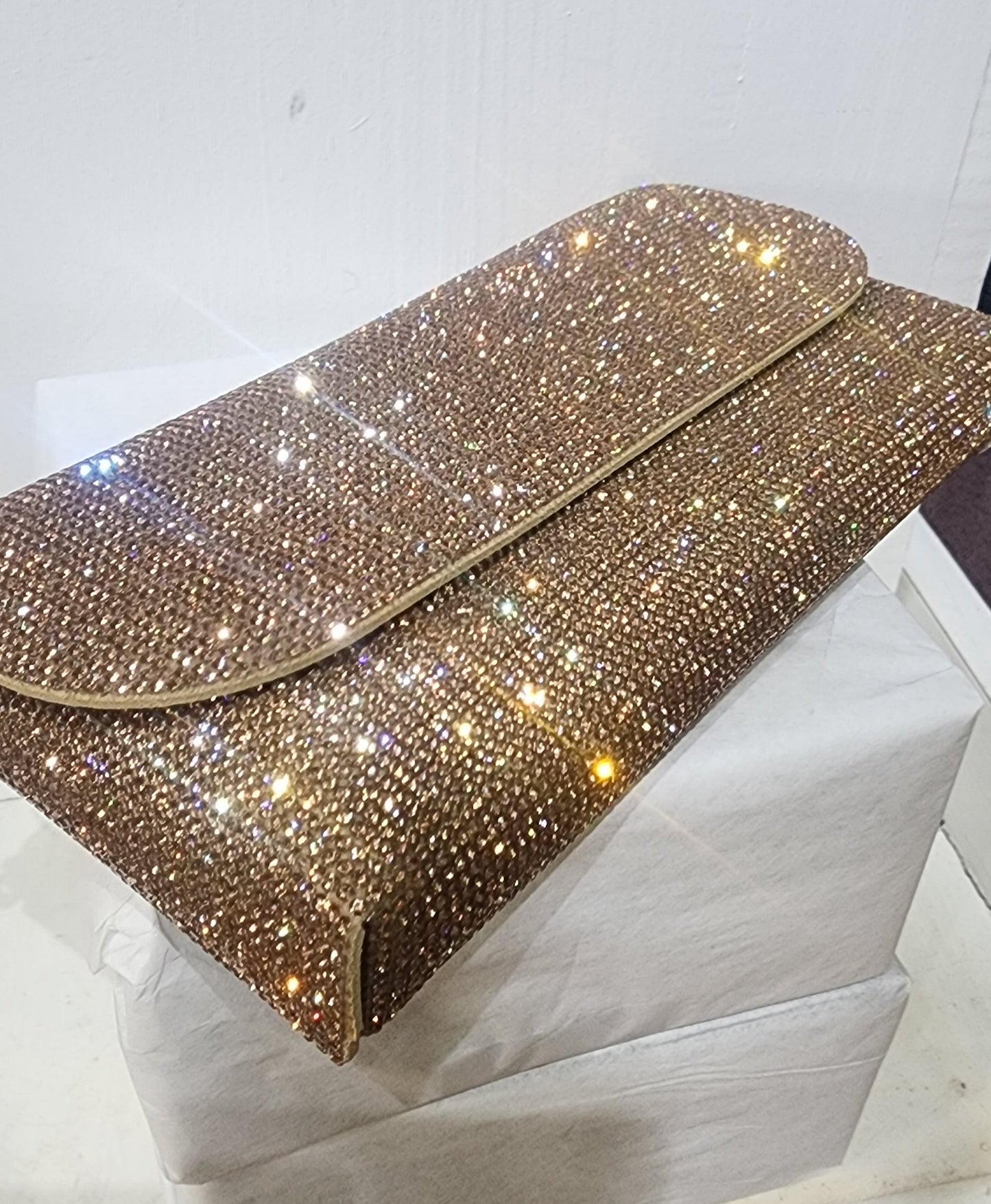 Bag evening gold crystal clutch