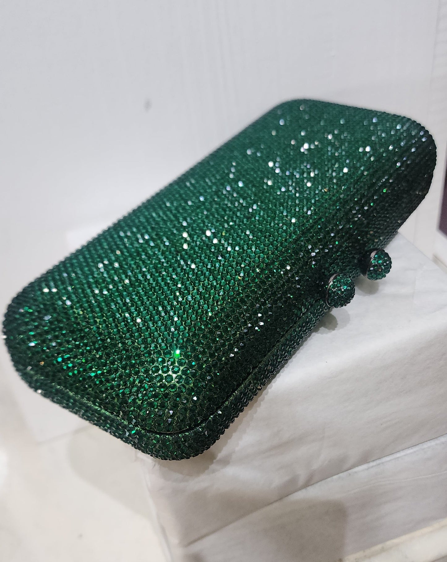 Bag  Evening green crystal clutch