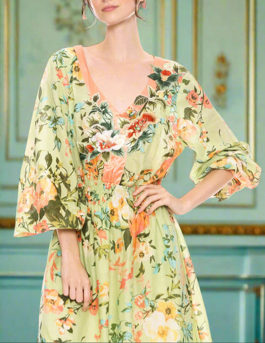 Boho mint green dress S25