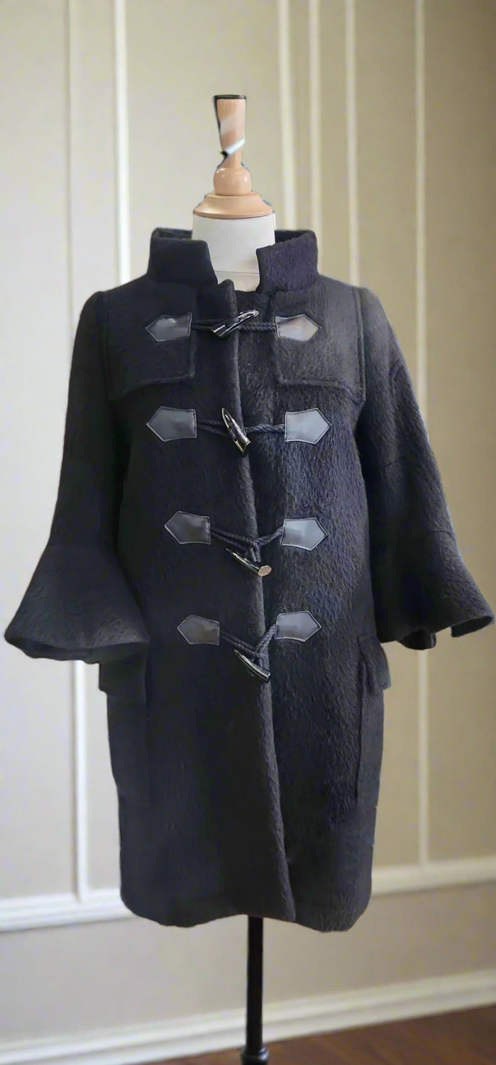 coat jet black with toggle buttons